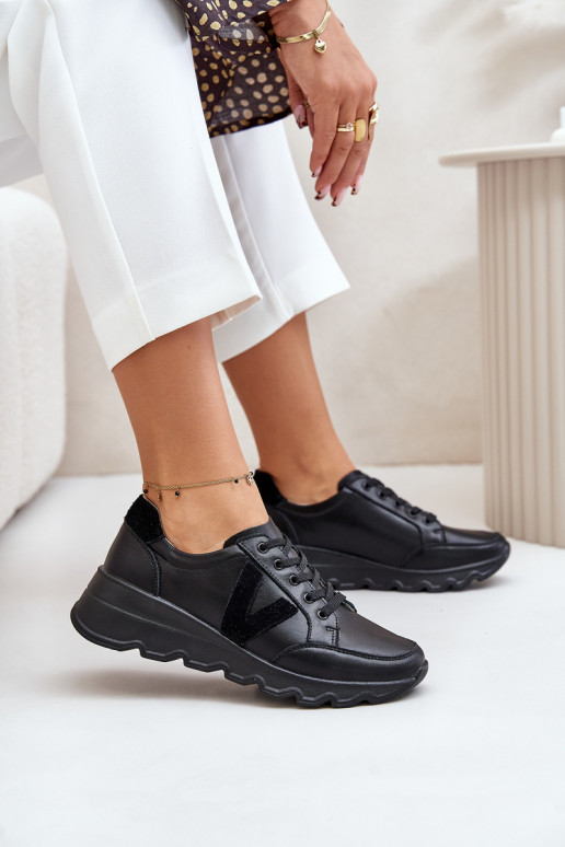 Piel zapatillas Femenino Vinceza 7918 de color negro Piel zapatillas Femenino Vinceza 7918 de color negro