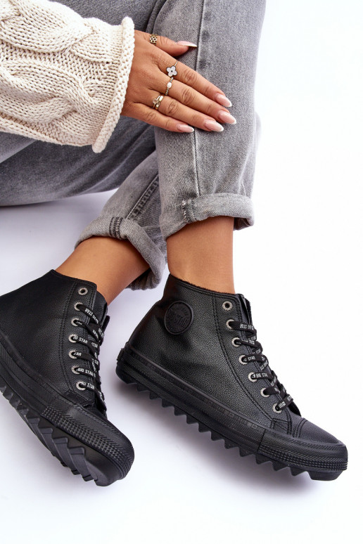 Zapatos de ocio Big Star Alto calentamiento de color negro EE274110