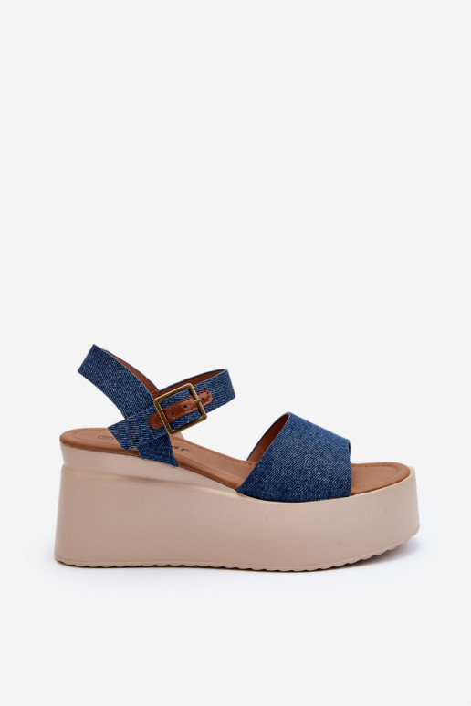 Sandalias plataforma denim color azul... Sandalias plataforma denim color azul...