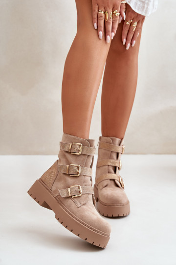 calentamiento Botas de mujer con hebillas beige Tiaeliana 2