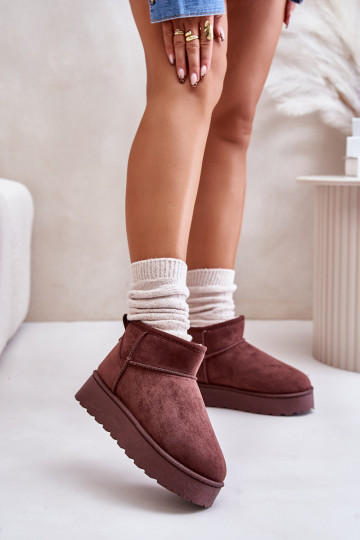 Botas de nieve Femenino con una plataforma calentamiento con pelo dentro marron oscuro Xamella 2