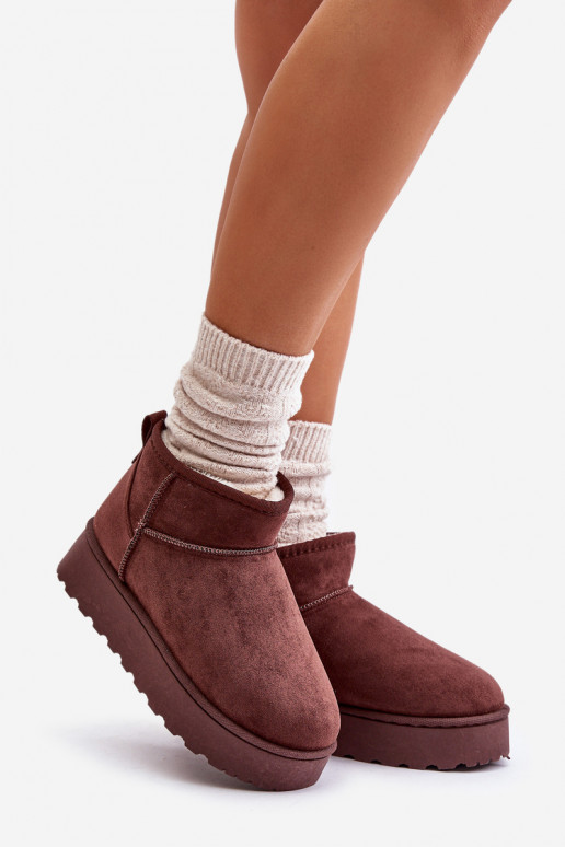 Botas de nieve Femenino con una plataforma calentamiento con pelo dentro marron oscuro Xamella