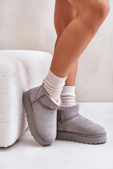 Botas de nieve de mujer con plataforma para abrigar con pelo interior color gris Xamella