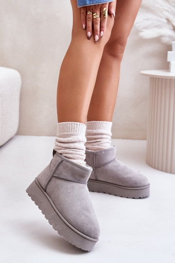 Botas de nieve Femenino con una plataforma calentamiento con pelo dentro color gris Xamella 2