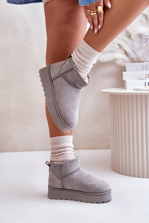 Botas de nieve Femenino con una plataforma calentamiento con pelo dentro color gris Xamella Botas de nieve Femenino con una plataforma calentamiento con pelo dentro color gris Xamella