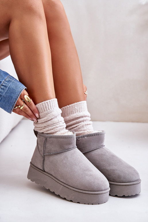 Botas de nieve Femenino con una plataforma calentamiento con pelo dentro color gris Xamella Botas de nieve Femenino con una plataforma calentamiento con pelo dentro color gris Xamella