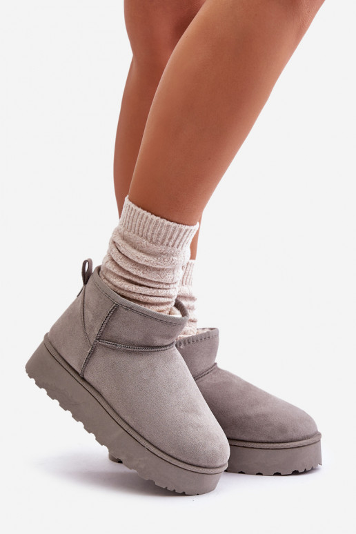 Botas de nieve Femenino con una plataforma calentamiento con pelo dentro color gris Xamella Botas de nieve Femenino con una plataforma calentamiento con pelo dentro color gris Xamella