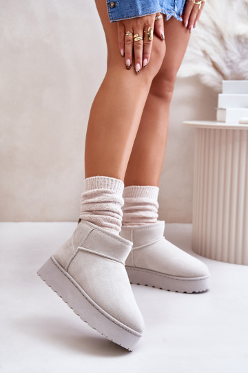 Botas de nieve Femenino con una plataforma calentamiento con pelo dentro color gris Xamella 2