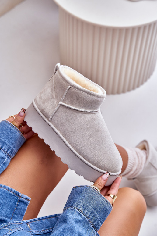 Botas de nieve Femenino con una plataforma calentamiento con pelo dentro color gris Xamella Botas de nieve Femenino con una plataforma calentamiento con pelo dentro color gris Xamella