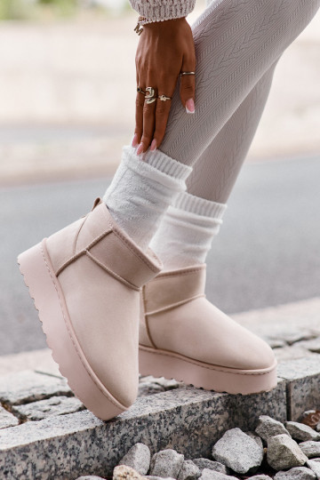 Botas de nieve Femenino con una plataforma calentamiento con pelo dentro color marfil Xamella 2