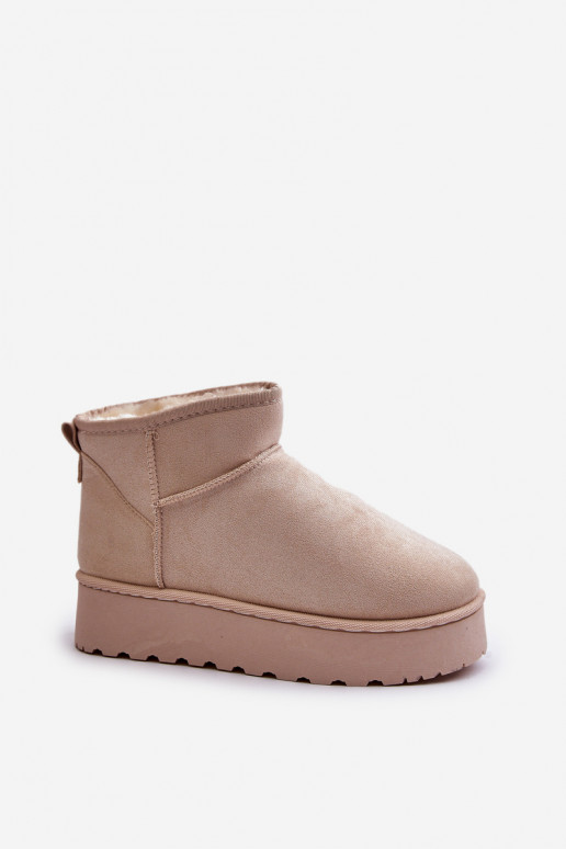 Botas de nieve Femenino con una plataforma calentamiento con pelo dentro color marfil Xamella