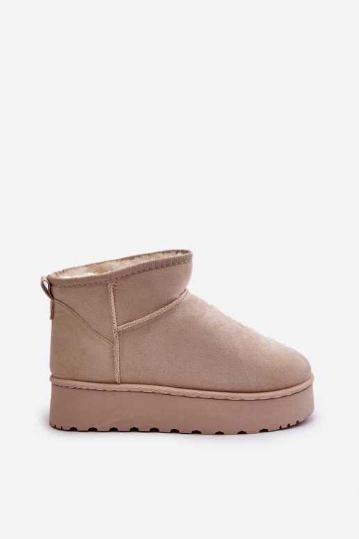 Botas de nieve Femenino con una plataforma calentamiento con pelo dentro color marfil Xamella