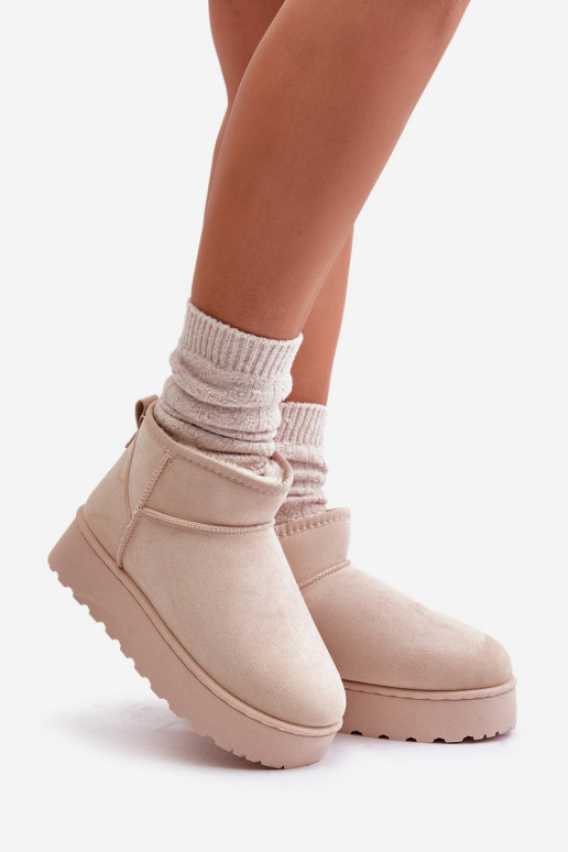 Botas de nieve Femenino con una plataforma calentamiento con pelo dentro color marfil Xamella