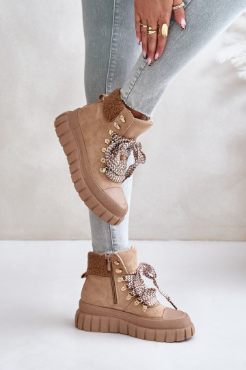Femenino calentamiento Botas zapatos con una plataforma color marrón Alcyhen