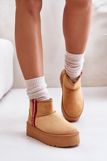 Botas de nieve Femenino con una plataforma calentamiento color marrón Lomessa