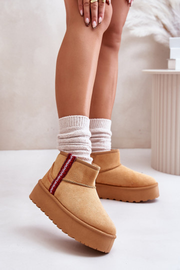 Botas de nieve Femenino con una plataforma calentamiento color marrón Lomessa 2