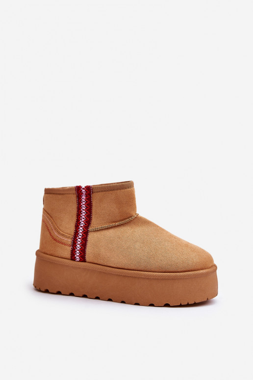 Botas de nieve Femenino con una plataforma calentamiento color marrón Lomessa Botas de nieve Femenino con una plataforma calentamiento color marrón Lomessa