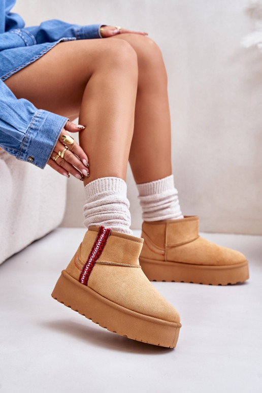 Botas de nieve Femenino con una plataforma calentamiento color marrón Lomessa Botas de nieve Femenino con una plataforma calentamiento color marrón Lomessa