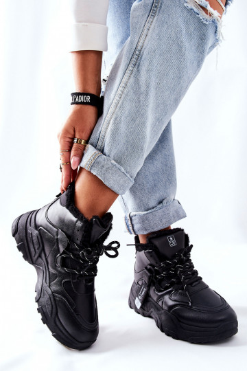 Femenino calentamiento Zapatillas modelo zapatos. Botas de nieve de color negro Kaphia 2