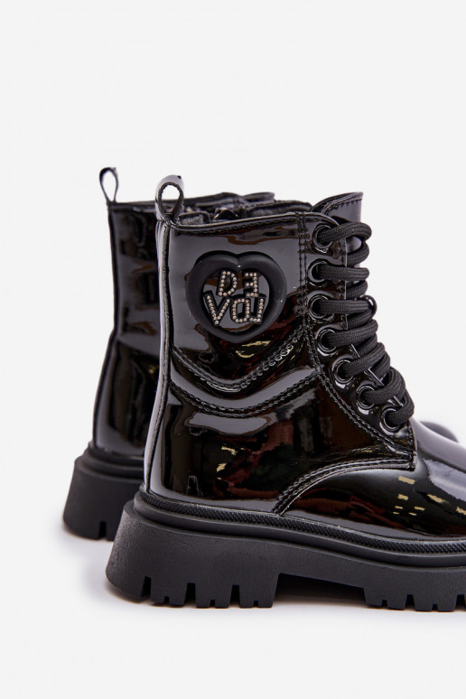 con efecto barniz Botas Infantil calentamiento con pelo dentro Al castillo de color negro Evaliraea