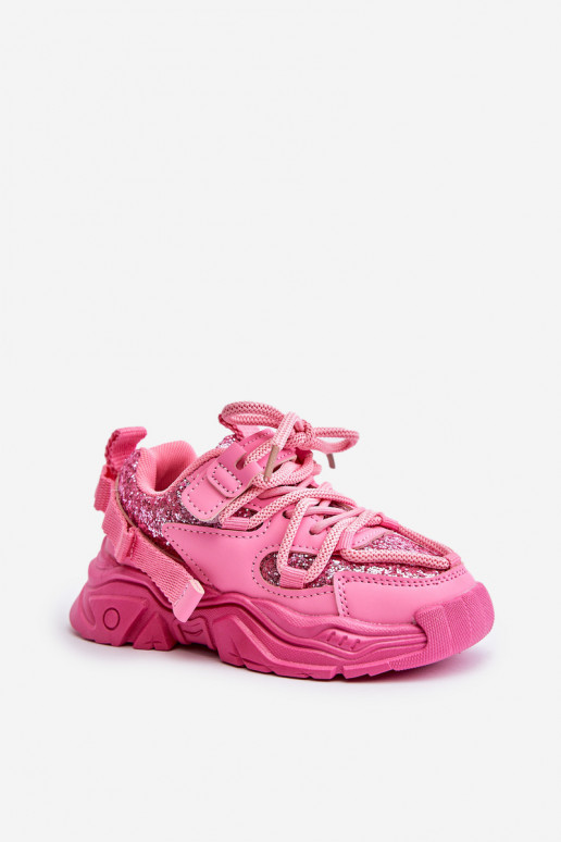 Zapatillas modelo zapatos. Infantil Ozdobione Cekinami color rosa Liatoma
