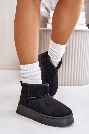 Bajo Botas de nieve Femenino con una plataforma calentamiento con pelo dentro de color negro Saldren 2
