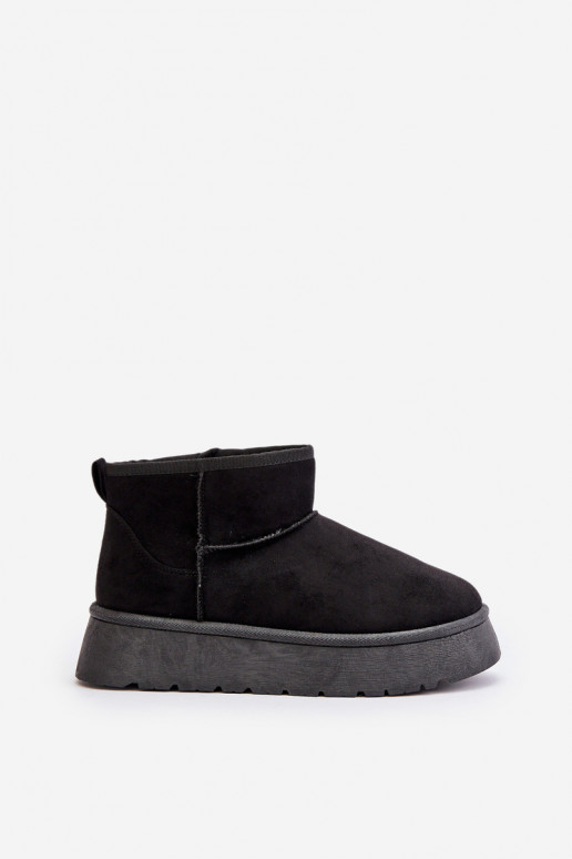 Bajo Botas de nieve Femenino con una plataforma calentamiento con pelo dentro de color negro Saldren