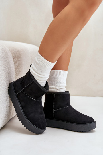 Botas de nieve de mujer con plataforma confeccionadas en ante ecológico color negro Atteria