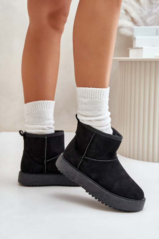 Femenino Botas de nieve con una plataforma Z de gamuza ecológicau de color negro Atteria Femenino Botas de nieve con una plataforma Z de gamuza ecológicau de color negro Atteria
