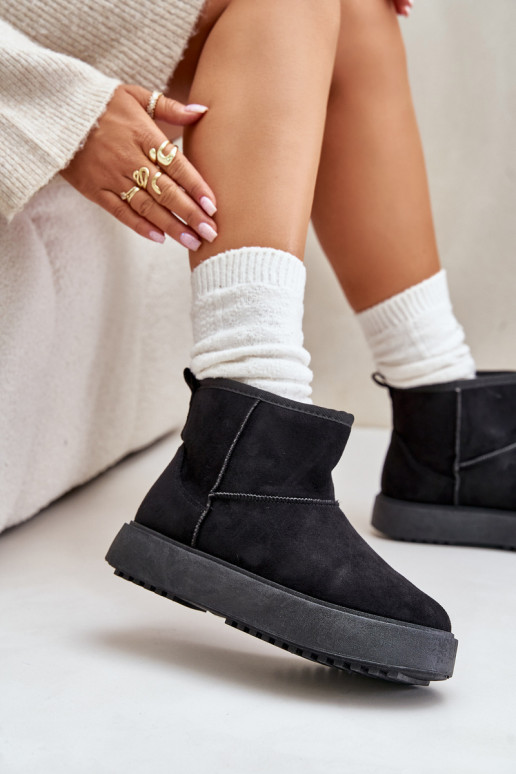 Femenino Botas de nieve con una plataforma Z de gamuza ecológicau de color negro Atteria Femenino Botas de nieve con una plataforma Z de gamuza ecológicau de color negro Atteria