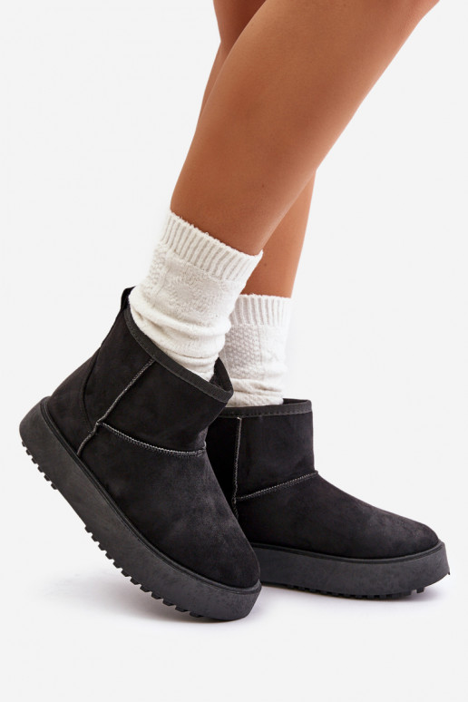 Femenino Botas de nieve con una plataforma Z de gamuza ecológicau de color negro Atteria Femenino Botas de nieve con una plataforma Z de gamuza ecológicau de color negro Atteria