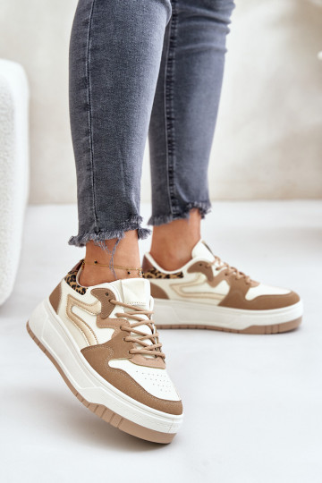 Femenino Zapatillas modelo zapatos. de cuero ecológico con una plataforma con estampados de piel de leopardo beige Henizore 2