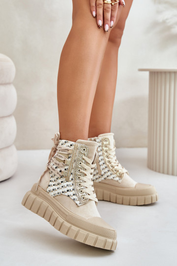 zapatos de ocio con suela Femenino con una plataforma color marfil Kernia 2