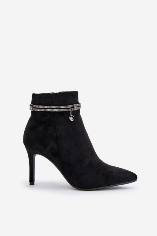 calentamiento Botas con tacones finos con tacones decorados de gamuza ecológicaoAe Vinceza 16469 de color negro calentamiento Botas con tacones finos con tacones decorados de gamuza ecológicaoAe Vinceza 16469 de color negro