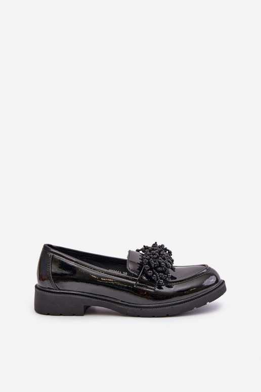 Femenino Mocasines con efecto barniz S.Barski HY369A de color negro Femenino Mocasines con efecto barniz S.Barski HY369A de color negro