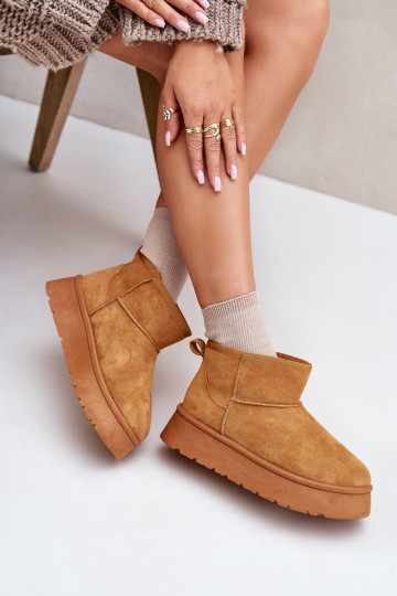 Botas de nieve bajas de mujer con plataforma calentadas con pelo interior color marrón Saldren