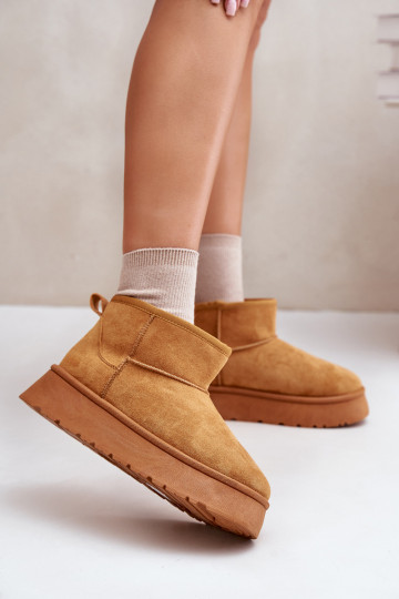 Botas de nieve bajas de mujer con plataforma calentadas con pelo interior color marrón Saldren 2