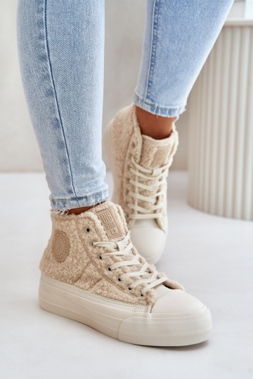 calentamiento Zapatos de ocio con un abrigo de piel Typu Baranek Big Star OO274A444 beige