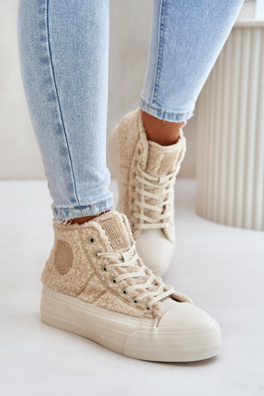 calentamiento Zapatos de ocio con un abrigo de piel Typu Baranek Big Star OO274A444 beige calentamiento Zapatos de ocio con un abrigo de piel Typu Baranek Big Star OO274A444 beige