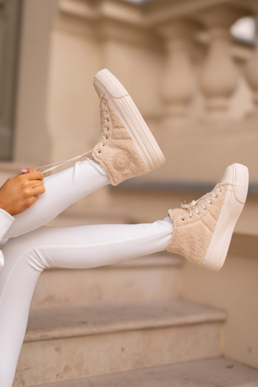 calentamiento Zapatos de ocio con un abrigo de piel Typu Baranek Big Star OO274A444 beige calentamiento Zapatos de ocio con un abrigo de piel Typu Baranek Big Star OO274A444 beige