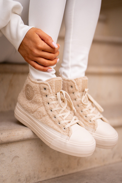 calentamiento Zapatos de ocio con un abrigo de piel Typu Baranek Big Star OO274A444 beige calentamiento Zapatos de ocio con un abrigo de piel Typu Baranek Big Star OO274A444 beige