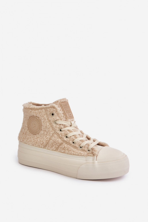 calentamiento Zapatos de ocio con un abrigo de piel Typu Baranek Big Star OO274A444 beige calentamiento Zapatos de ocio con un abrigo de piel Typu Baranek Big Star OO274A444 beige
