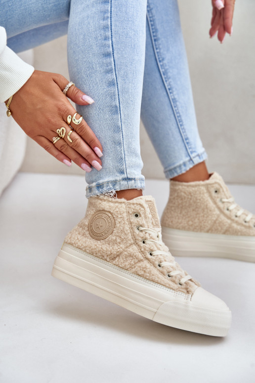 calentamiento Zapatos de ocio con un abrigo de piel Typu Baranek Big Star OO274A444 beige calentamiento Zapatos de ocio con un abrigo de piel Typu Baranek Big Star OO274A444 beige