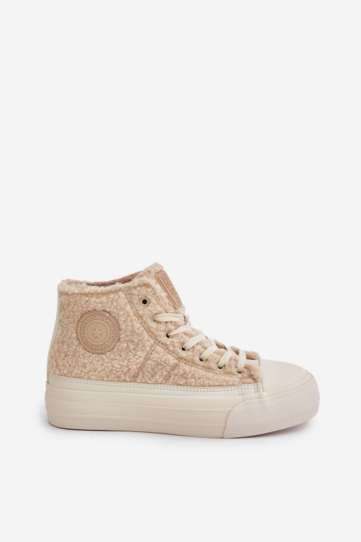 calentamiento Zapatos de ocio con un abrigo de piel Typu Baranek Big Star OO274A444 beige calentamiento Zapatos de ocio con un abrigo de piel Typu Baranek Big Star OO274A444 beige