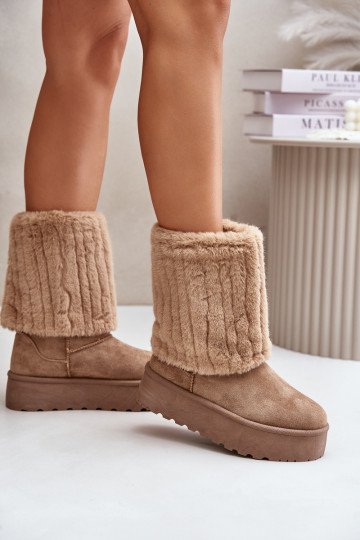 Botas de nieve con una plataforma Z ENyAiniętą CholeAką beige Lisonea 2