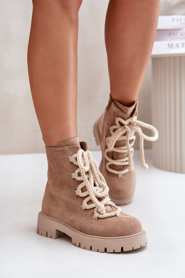 calentamiento Botas Z de gamuza ecológicau Al castillo beige Caellita