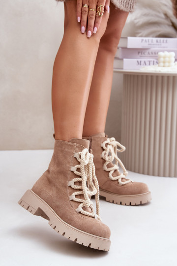 calentamiento Botas Z de gamuza ecológicau Al castillo beige Caellita 2