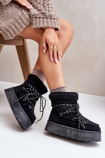 Botas de nieve con plataforma y detalles elegantes de color negro Izathiel