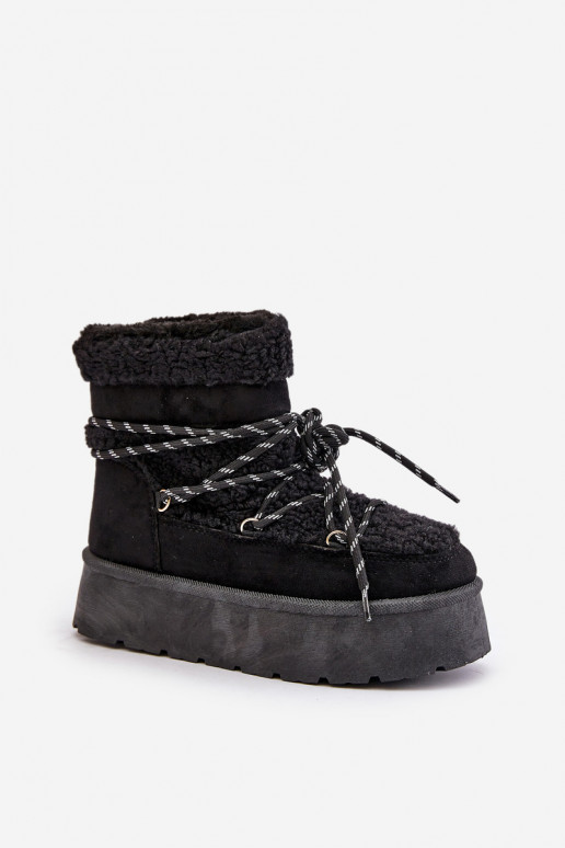 Botas de nieve con plataforma y detalles elegantes de color negro Izathiel Botas de nieve con plataforma y detalles elegantes de color negro Izathiel