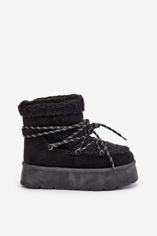 Botas de nieve con plataforma y detalles elegantes de color negro Izathiel Botas de nieve con plataforma y detalles elegantes de color negro Izathiel